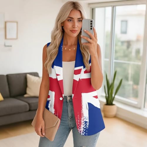 Womens Sleeveless Vest Blazer Loose Fit Single Button Elegant Casual Vests Blazers with Pockets Size S-5XL2