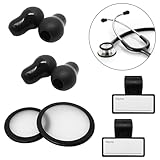 Stethoscope Replacement Part Kit Stethoscope Diaphragm for Littman Stethoscope Classic 3, Cardiology 3 & Cardiology 4 - Ear Tips Earpieces Fit Classic III, Cardiology III & IV with 2 Stethoscope Name tages Name ID (black)