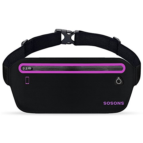 Running Belt,SOSONS Water Resistant Fitness Workout Belt，Ultra Light Sport Waist Pack Exercise Waist