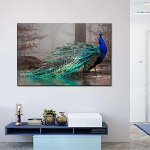 Décoration murale paon bleu TONGYINLI pour habiller un grand mur - 3