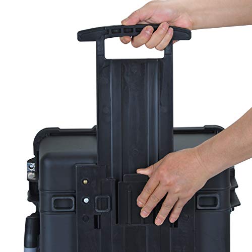 Image of MEIJIA All Weather Waterproof Rolling Protective Case,Hard Compact Camera Case With Retractable Pull Handle And Wheels,Foam Inserted, Elegant Black, 24.64 X19.39 X13.78 inches