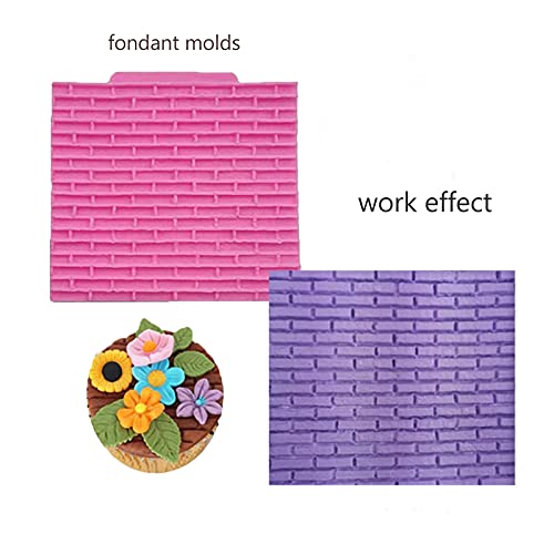 Fondant Molds For Cake Decorating，Brick Wall Texture Design Mold For Chocolate Cupcake Topper Wedding Cake，Silicone Impression Texture Mat Kangsanli (Grid Shape) #TOP2