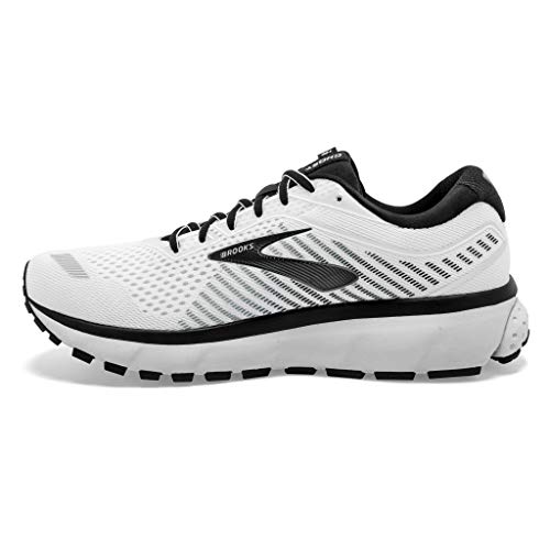 Brooks Mens Ghost 12 Running Shoe - White/Grey/Black - D - 11.5