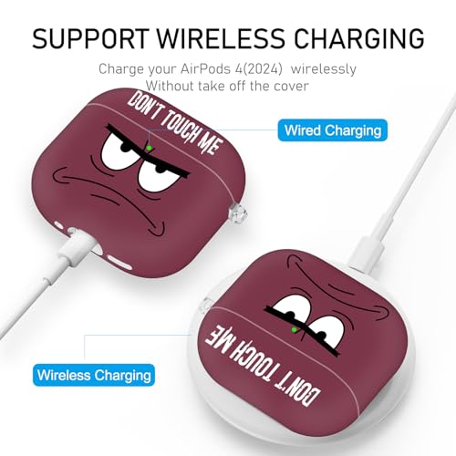 Image of for Apple Airpods 4th Generation Case Covers(2024),Don't Touch Me for Airpods 4 Cover with Keychain /Lanyard Soft Cute Shockproof Cover for Women Men Compatible AirPod 4 Case,Claret