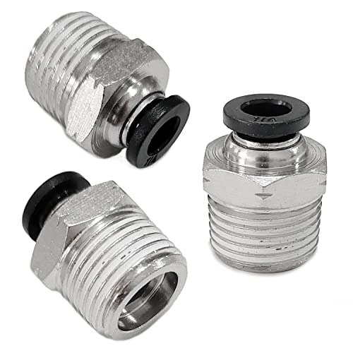 3PCS Male Straight 1/4 Inch Tube OD x 3/8 Inch NPT Thread Push to Connect Fitting,Pneumatic Air Fitting(1/4''OD X 3/8''NPT, 3)