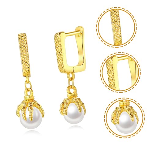 GALPADA 1 Par L Dragão Garra Pérola Orelha Pérola Jóias Brincos Brincos Perfurados Liga Brincos De D
