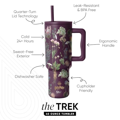 Image of Simple Modern Harry Potter 40 oz Tumbler with Handle and Straw Lid | Insulated Reusable Stainless Steel Water Bottle Travel Mug | Gift for Women Men Him Her | Trek Collection | 40oz | Herbology