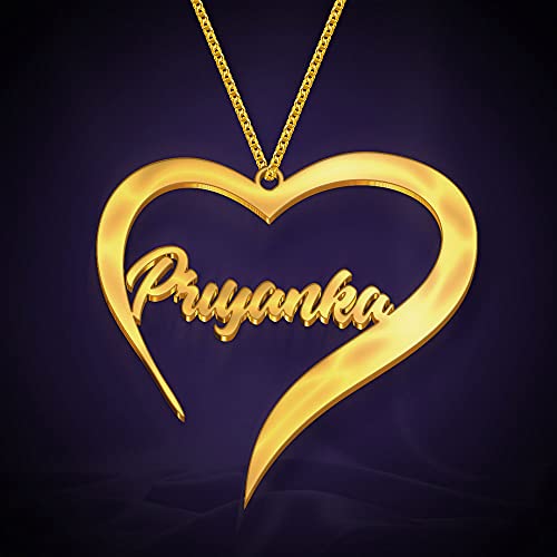 Image of Priyanka Cursive Gold & Silver Name Pendant Necklace, Best Jewelry Gift for Girls.