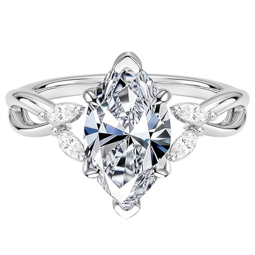 Moissanite Engagement Rings for Women Princess Cut/Oval Cut/Cushion Cut/Pear Shape Cut Moissanite Ring 925 Sterling Silver White Gold Promise Bridal Ring Jewelry Gift for Wife