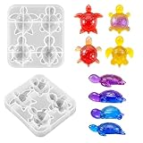 2Pcs Mini Sea Turtle Resin Mold Cute Mini Turtle Shape Resin Silicone Molds 3D Ocean Animal Epoxy Casting Molds for DIY Craft Keychain Fairy Garden Dollhouse Micro Landscape Decor(4 Designs)