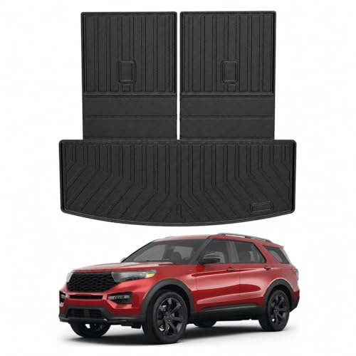 Mixsuper Cargo Liner for Ford Explorer 2020-2025, Trunk Mat for Ford Explorer Accessories Rear Trunk Liner Cargo Mat Backrest Mat Black