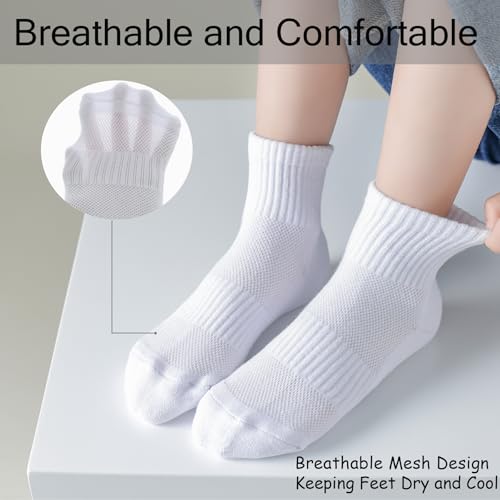 Boys Athletic Socks Half Crew Cushion White Cotton Soft Comfortable Socks for Kids3