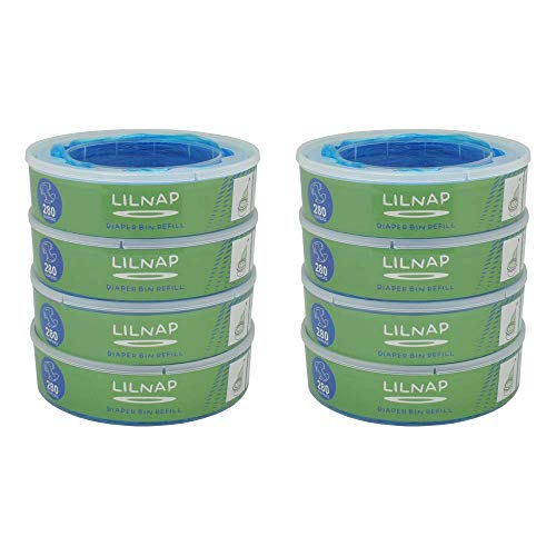 LILNAP - Recharges pour Poubelle à Couches Angelcare | Film Antibactérien Multicouche avec Traitement EVOH Anti-odeurs (8 recharges)