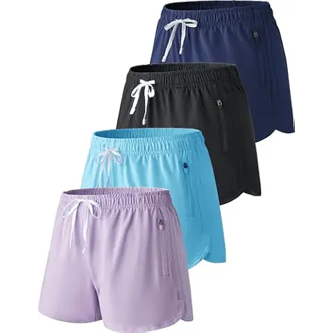 Liberty Imports 4-Pack Girls Athletic Shorts with Zipper Pockets Cover