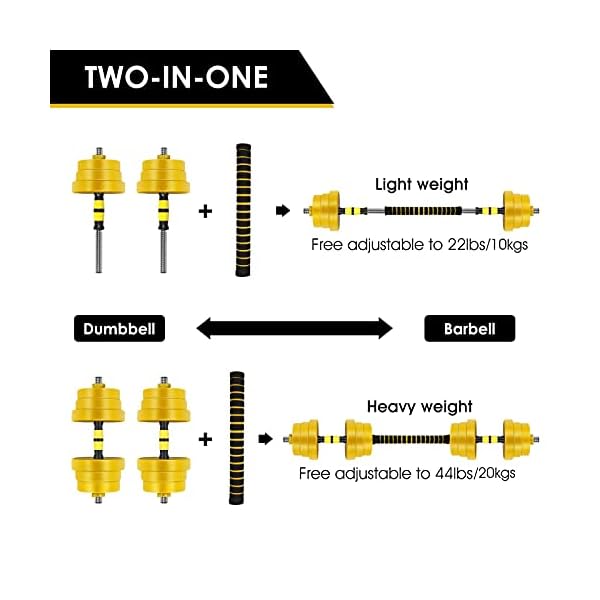 Adjustable Dumbbells Weights Set of 2, Dumbbell Barbell 2 in 1, Easy Assembly Save Space, Home Gym Hand Equipment for Men and Women Workout