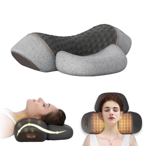 3-in-1 Pillow Massage Neck Hump - Heating, Vibration, Airbag Elevation, Automatic Massage, Cervical Traction Pillow, Neck Pressure Reduce Tool, Deep Muscle Relaxation (A)