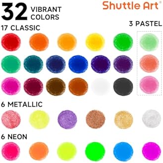 Shuttle Art 32 Colors Crayons Set, Erasable with Water, Tempera Paint Sticks, Retractable, Safe, Washable, Break-resistant, Graffiti, Coloring, Can be used on Paper/Glass/Wood, Drawing Set for