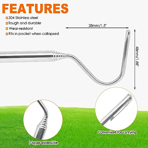 NGeGe 1 peça de aço inoxidável extensível telescópico apanhador de cobra gancho de réptil dobrável f