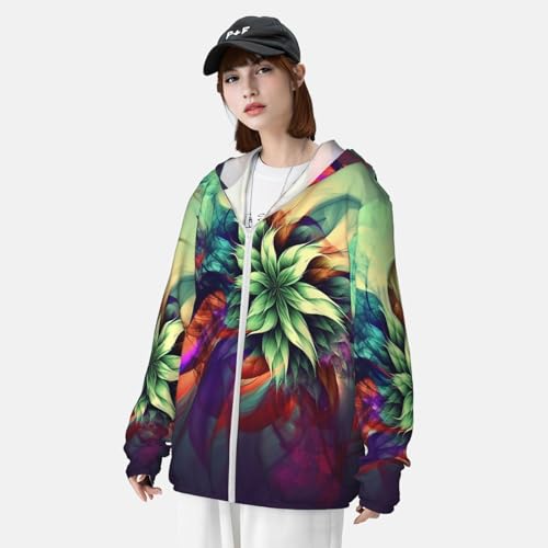 Men's Sun Protection Shirts Abstract Floral Long Sleeve Sun Shirt for Fishing Running Hiking Swim4