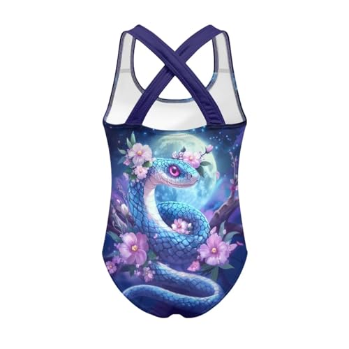 Image of WELLFLYHOM Girls Bathing Suits One Piece 5-14 Kids Full Coverage Swimsuits Cross Back Summer Swimwear for Beach Holiday