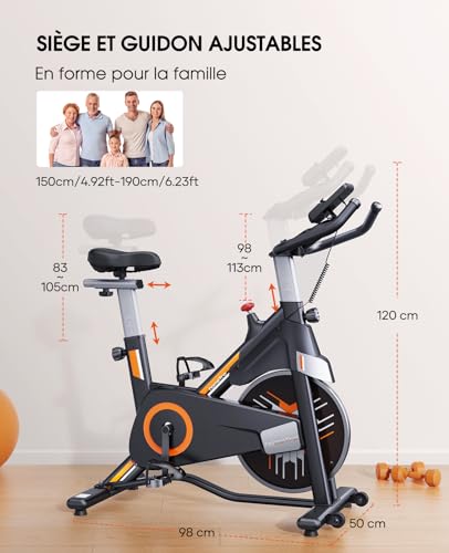 Cyclette Da Casa, Cyclette Professionale Con Volano 15Kg, Schermo Lcd, Portabicchieri, Porta Celullare Per Fitness Ed Esercizio A Casa, Max.150 Kg - 7