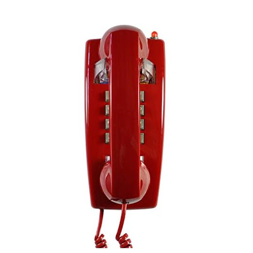 TelPal Red Wall Phone, Analog Corded Wall Mounted Phone with Loud Traditional Bell, Classic Landline Phones Wall Mount with Handset Volume Control- Wall Mount Jack Required