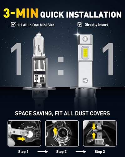 Image of AUXITO H1 Bulbs, 900% Brighter Ultra-Bright, Plug N Play, Long Lifespan, No Flicker, 99% Compatibility, 2PCS
