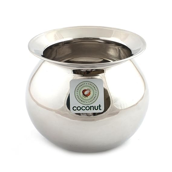 Image of Coconut Stainless Steel Heavy Gauge Pongal Pot | Gundu Balloon Handi | Multipurpose Steel Cooking Vessel | Rust Resistant, Durable Kitchen Pot for Daily & Festival Use (5000ml)