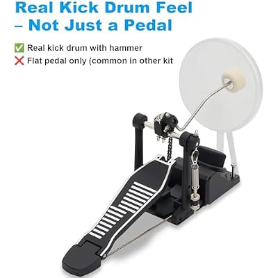 RVONE Electric Drum Set with Kick Hammer Pedal, Electronic Drum Kit for Kids Adult Beginner with 150 Sounds, 10 Cymbals, 4 Quiet Mesh Pads, all-in-one drum set with Throne, Headphones, Sticks