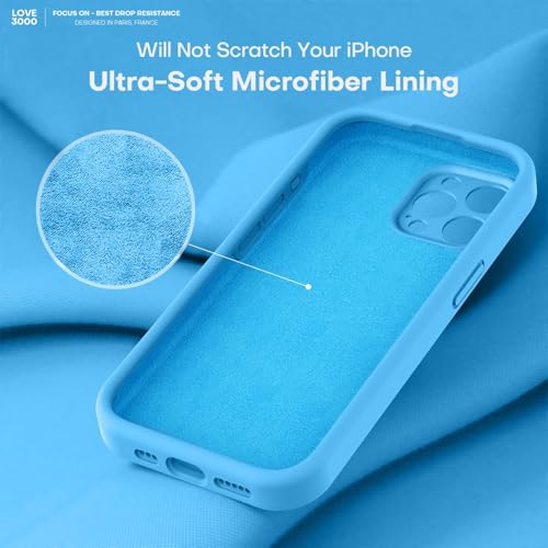 Image of LOVE 3000 Designed for iPhone 15 Pro Max Case, Premium Silicone with [Soft Anti-Scratch Microfiber Lining] Shockproof Protective Phone Case for Men Women Girls 6.7 inch, Blue