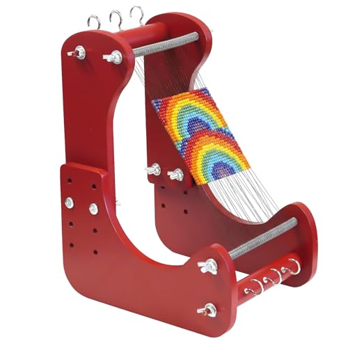 Adjustable Standing Bead Loom Wood Beading Loom Kit with 4 Length Options Ergonomic Angled Design Work Area 7.5 to 10.5 Full Size 7 x 14 x 10 Includes Threader & Brush for Jewelry & Crafts