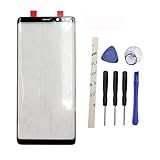Outer Screen Front Glass Lens Replacement For Galaxy Note 8 N950 N950U N950W N950FD N950F(Not LCD and Not digitizer) with Adhesive (black)