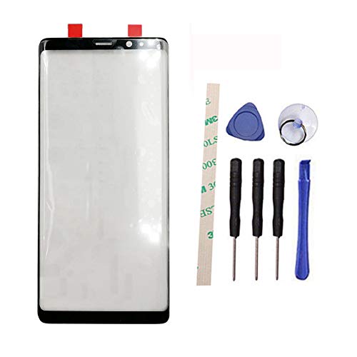 Outer Screen Front Glass Lens Replacement for Galaxy Note 8 N950 N950U N950W N950FD N950F(Not LCD and Not digitizer) with Adhesive (Black)