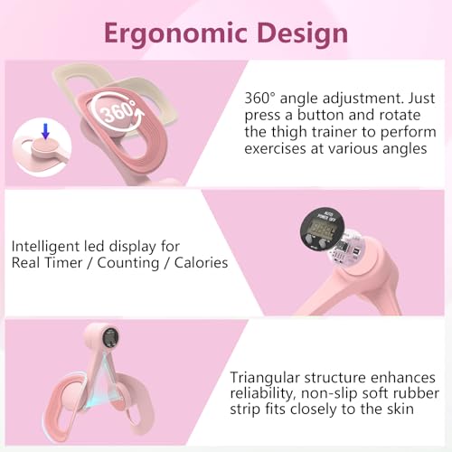 image for KVKVMO Thigh Trainer, 360°Adjustable Pelvic Floor Exercise Devices wi