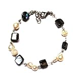  Marrone braccialetto Chic-Net bianco perline colorate perla nichel signore dei monili libera Glitter carabina regolabile