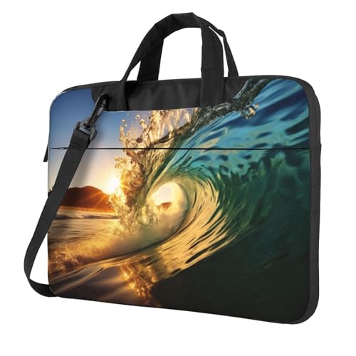 Sacoche pc 13 pouces motif vagues avec protection antichoc noire