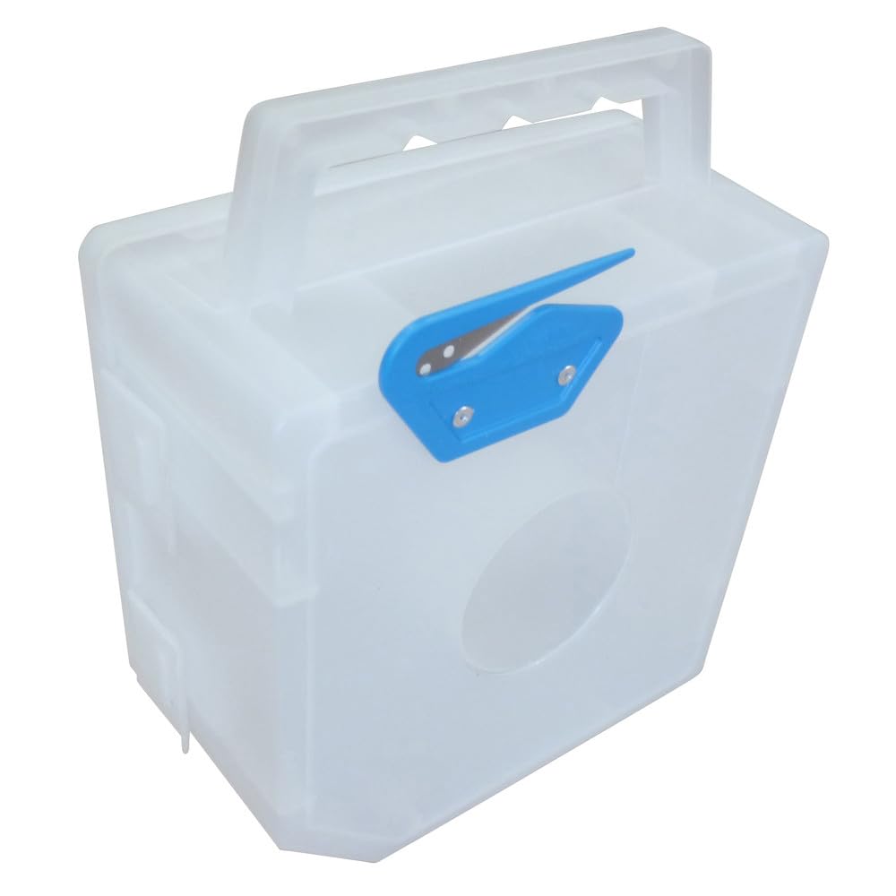Dönges Abrollbox Easy Tape, 240 x 200 x 100 mm, mit Abschneidevorrichtung für ein bequemes Ablängen, verbleibende Menge ist immer sichtbar, bequemer Tragegriff, schneller Bandwechsel ohne Werkzeug
