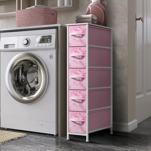 Sorbus 5-Drawer Narrow Dresser for Bedroom (Tie Dye Pink) - image 2