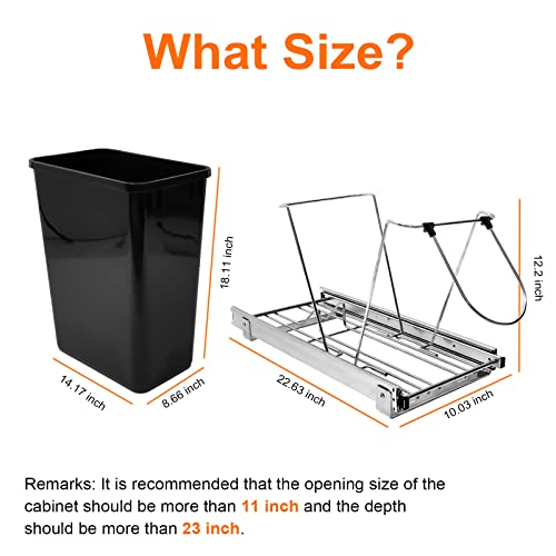 Atposh Double Pull Out Trash Can Under Cabinet, Single 35 Quart Sliding Pull-Out Waste (Trash Can Not Included),For Kitchen Cabinets, Black #TOP4
