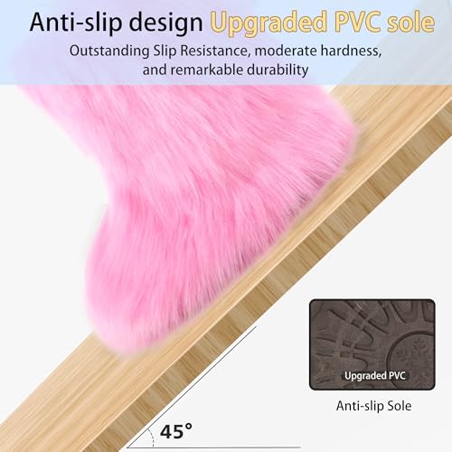 Women's Faux Fur Boots Furry Snow Boots Fuzzy Winter Shoes Fluffy Mid-Calf Flat Boots3