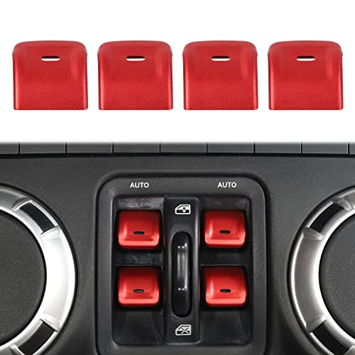 Housse bouton lève-vitre Jeep Wrangler JK rouge idéal pour les sorties off-road