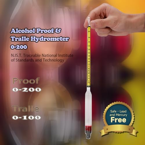 Hdreleody HD-HY-001 Alcohol Hydrometer Meter Test Kit 0-200 Proof & Tralle,With Glass Test Jar,Accurate Tester & Glass Cylinder thumb #1