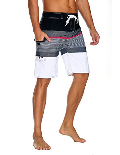 Image of unitop Men's Bathing Board Trunks Beach Shorts Holiday Hawaiian Colorful Striped