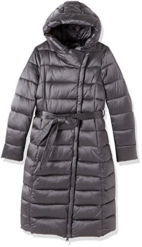 Bellivera Women's Puffer Jacket Lightweight Quilted Hooded Long Down Alternative Coat With Belt 7734 Champagne L #TOP7