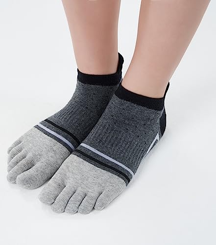 Image of Men Toe Socks No Show Low Cut Athletic Wicking Cotton 5 Finger Split Toe 6 Pack