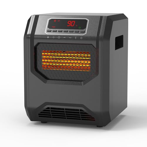 Space Heater for Indoor Use 1500W Electric Room Heaters Infrared Quartz Heaters with Thermostat 12H...