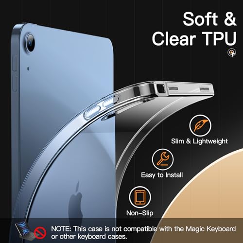 Image of JETech Cover Case for iPad (A16) 11th /10th Generation (2025 /2022), Soft TPU Transparent Slim Shockproof Tablet Cover (Clear)