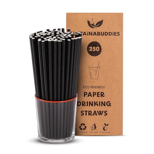 SustainaBuddies 250 Medium Disposable Paper Drinking Straws | FSC-Certified, Biodegradable and Compostable | Strong and Durable SustainaBuddies 250 Medium Disposable Paper Drinking Straws | FSC-Certified, Biodegradable and Compostable | Strong and Durable