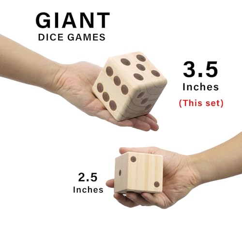 Giant Wooden Yard Dice Set - Outdoor Lawn Games for Adults and Family, 3.5 Inch Solid Pine Wood, Backyard Camping Tailgating Set with Scorecards and Carry Bag by SPORT BEATS - Image 4