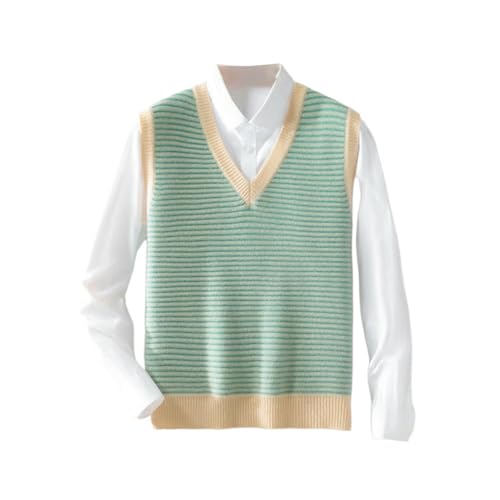 Gilet cachemire homme sans manches col V rayé haut de gamme chic